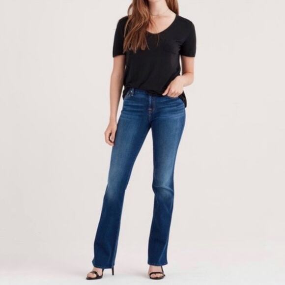 7 for All Mankind Kimmie Jeans Blue Low Waist Zip Fly Bootcut Leg Sz 28 - Picture 2 of 9